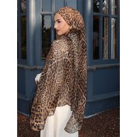 Summer Bohemian Chiffon Hijab Leopard Watercolor Print Islamic Scarf Ultra Lightweight Breathable Women muslim Hijab Beach Trip