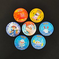 Lote De Tazos Pokemon Collection 92pcs Holograma 3d Tasos Collector Childhood Memory Rare Pikachu Milkcaps Round Chaps Pogs Card