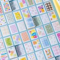 30PCS Writable Paper Stamp Stickers Colorful Plaid Floral Decor for Journal Scrapbooking