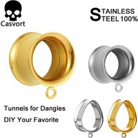Casvort 2PCS Stainless Steel Dangle Ear Plugs Body Piercing Screw Tunnels Stretchers Body Jewelry Earrings Expander For Gift
