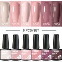 2/6Pcs/Set Macaron Gel Nail Polish Set Candy Colors Semi Permanent Varnish Soak Off UV LED Nail Art Gel Base Top Coat Kits