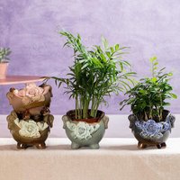 Creative Personality Gap Pinch Flowers Pot Handmade Ceramic Succulent Plant Pot Vase Planter Container Home Garden Decor