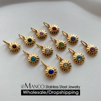 eManco Y2K Style Stainless Steel Flower Pendant with Multi-Color Crystals for Daily Fashion Charm Jewelry 48-Hour Shipping