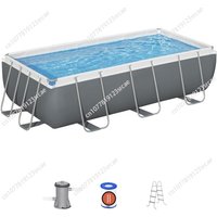 56441 Power Steel Rectangular Frame Large Adult Outdoor Swimming Pool Above-Ground Pool Set