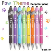8 Pcs Ballpoint Pens Featuring Dog And Cat Paw Prints, Equipped with a Stylus. Made of Metal And Filled with Black Ink 1/8pcs