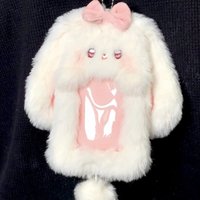 Cute Rabbit Plush Card Holder, Back to School ID Case, Transit Badge Sleeve, Display Lanyard Protector