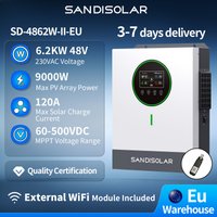 SANDISOLAR 6.2KVA 6200W Hybrydowy Inwerter Solarny 48V z Kontrolerem Ładunku MPPT, Czysta Sinusoida, Inwerter Off Grid do Domowego Systemu Energetycznego