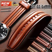 Double Bone Men's Watch Strap 20mm 22mm 24mm Smartwatch Leather Quick Release for Seiko Bracelet for Rolex Waterproof Wristband