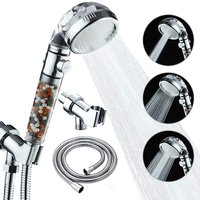 3 Modes Shower Head High Pressure Water Saving with Stop Button Ionic Mineral Anion Stones Showerheads Bathroom Accessories