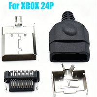 1/2PCS 4 in 1 Board to Board With Metal Cover Rubber Core For XBOX AV Cable 24Pin Plug Connector Replacement Shell Accessories