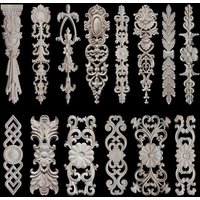 Wood carved appliques corners onlay decals for furniture flower decor Room decorations accessories Unpainted wood decal corner