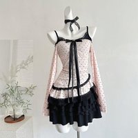 Cute Print Sweet Style Women's Fashion Set Long Sleeve Shirt And Dress Y2K Pure Desire Trend Autumn Spring Summer Early A...
