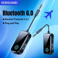 Transmiter i odbiornik audio Bluetooth 6.0 AUX 2 w 1, bezprzewodowy adapter 3.5mm z mikrofonem, HiFi stereo do samochodu, telewizora, komputera, samolotu