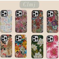 Luxury Clmj BUGR Creative Floral Island Phone Case for iPhone 17 16e 16 15 14 13 12 11 XSMAX Air Pro Max Plus Double-layer Cover