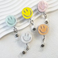 1Pcs Cartoon smiling face Retractable Badge Holder Reel Exhibition Enfermera Student Boy Name Card Girl Use Chest Card