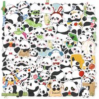 50pcs Cute Cartoon Panda Stationery Decor Vinyl Waterproof Stickers For Gifts