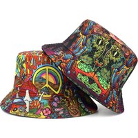 Mushroom Print Panama Women Men Summer Outdoor Sun Production Fisherman Hats Unisex Sunscreen Beach Fishing Reversible Hiphop