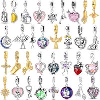 925 Sterling Silver Charm Cross Butterfly Bottle Four-leaf Clover Horseshoe Bead Fit Bracelet Pendant DIY Jewelry Original Women