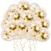 10pcs Gold Confetti Latex Balloons, 12 inch Gold Balloons with Golden Paper Dots for Graduation Wedding Birthday Baby Shower