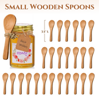 30-200Pcs Small Wooden Spoons for Honey Jars Party Favors 3.5'' Mini Spoons Teaspoons For Jars Sugar Spices Salt Creamer Spoon