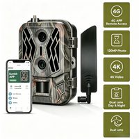 Kamera leśna 4K 4G z podwójnym obiektywem, noktowizją, wbudowaną kartą SIM, 120MP, baterią litową 8000mAh, wodoodpornością IP65 i funkcją transmisji na żywo.