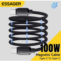 Essager 100w Magnetic Retractable Fast Charging Data Cable Type C To C Charging for iPhone 15 14 USB C To C for MacBook Samsung
