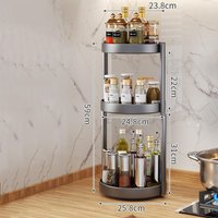 Turntable Organizer, 360 Rotating Makeup Organizer, 3 Tier Carbon Steel Seasoning Organizer, Spice Rack Storage Rack For Kitchen