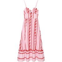 European and American 2026 new summer women's clothing temperament slim V-neck hollow embroidered midi suspender dress