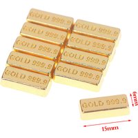 10PCS 1:12 Dollhouse Miniature Gold 999.9 Bars Coin Model Decor Kids Pretend Play Toys Doll House Furniture Accessories
