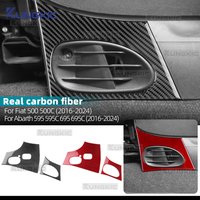 Real Soft Carbon Fiber Sticker for Abarth 595 595C 695 695C Fiat 500 500C 2016 2017 2018 2019-2024 LHD Car Gear Shift Side Panel