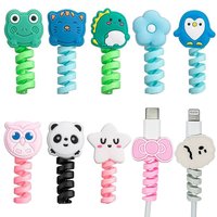 8 PCS Cartoon Silicone Charger Cable Protectors Mobile Phone Charger End Cord Charging Cable Winder
