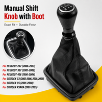 5 Speed Gear Shift Knob Shifter Lever Stick PU Leather Gaiter Boot Cover Kit For Peugeot 206 207 307 406 Citroen C3 C4 C5