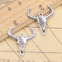 20pcs Charms Yak Skull Bull Ox Head 25x23mm Tibetan Silver Color Pendants Antique Jewelry Making DIY Handmade Craft