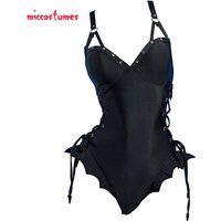 HAIKYUU Misa Derivative One Piece Swimsuit Cross Lace-up Hollow One-piece Bathing Suit with Necklace