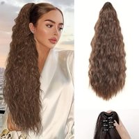 20 inch Long Corn Wave Ponytail Extension Synthetic Water Wave Ponytail Clip in Hairpiece for Women