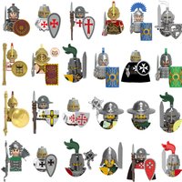 Medieval Castle Knight Action Figure Soldier Building Blocks Military Figure DIY Model Armor Helmet WarriorParts Toysgift