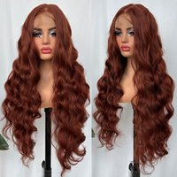 X-TRESS 32 Inch Long Reddish Brown Body Wave Synthetic Lace Front Wig 13x6 Natural Hairline Pre-Plucked with Baby Hair Daily