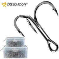 50pcs/box Sharp High Steel Carbon Fishing Treble Hook Strong Crank Barbed Jig Hooks for Carp Sea Fishing Fly Tying Lure 2-14#