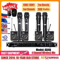 Leicozic Professional 4-Channel Wireless Microphone System KSM11 KSM8 Radio Frequency Headwear Lavalier Diversity Mic for Stage