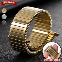 Bracelet de montre universel extensible en acier inoxydable 16mm-22mm, accessoires de remplacement, bracelet en métal doré extensible