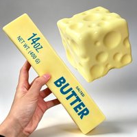 Elastic Cube Cheese Stick Squeeze Prank Toy, Simulation Big Butter Stick Squishy Fidget, Stress Anxiety Relief Game