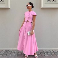 French style elegant A-line long skirt set for women's autumn ins fragrance pink top skirt two-piece set for women's clothing
