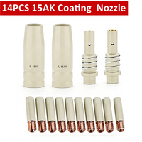 14PCS/Pack MB-15AK 15AK Coated Welding Tool 0.8mm 1.0mm 1.2mm Purple Copper Conductive Coating Nozzle Insulating Sleeve Connecti