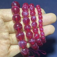 6mm To 12mm Beads Synthetic Red Star Ruby Full Hole Loose Beads Bracelet Strand