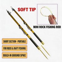 Soft Tip Mini Rock Fishing Rod Portable Telescopic Fishing Pole with Built-in Ground Spike Soft Tip Light Iso Rod Solid Tip Rods