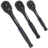 DURATECH Drive Ratchet, 1/4", 3/8", 1/2" 90-Tooth Quick-Release Ratchet Wrench, Reversible, Cr-V Made, 4° Swing