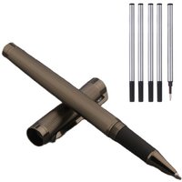 1Pc Rollerball Pen + 5pc Refills Set Ink Pen Bullet Tip 0.5mm Gun Grey School Office Supplies Stationery Ball point Pen