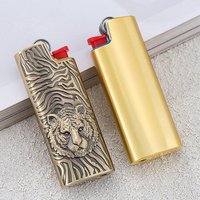 BIC Lighter Mini J5 Case Holder Exquisite Relief Beast Tiger French BIC Lighter Cover High Quality Metal Lighter Shell
