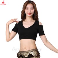 Belly Dance Costume ATS American Tribe Belly Dance Training Shirt Qiuli V-neck Open Back Choli Modal Cotton Short Sleeve Tops