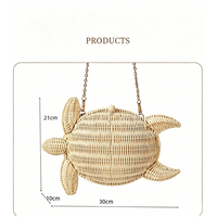 Cute Turtle Woven Rattan Crossbody Bag Handmade Vacation Beach Straw Purse Boho Summer Casual Tote Small Phone Wallet Bag